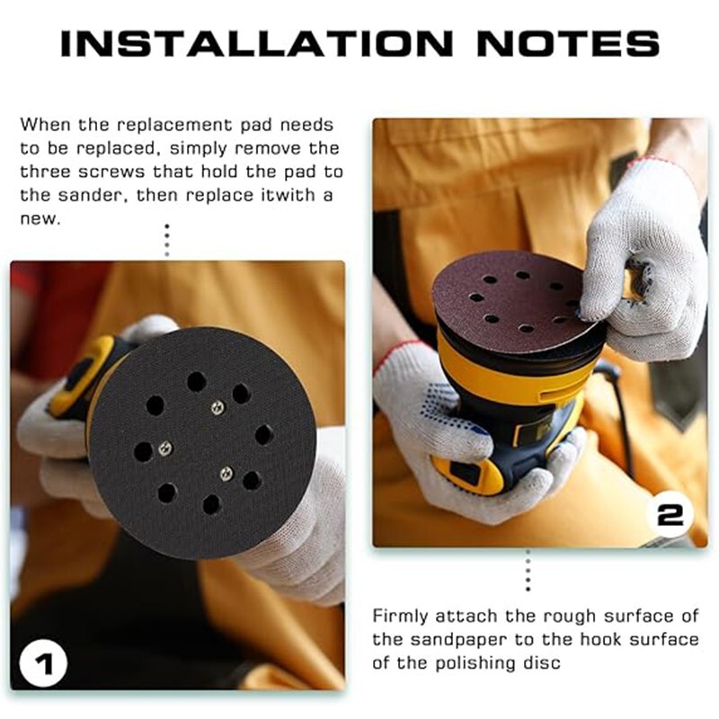 2X 5″ Orbital Sander Pad Hook&Loop For DeWalt DW4388 D26450 D26451 D26453 D26456