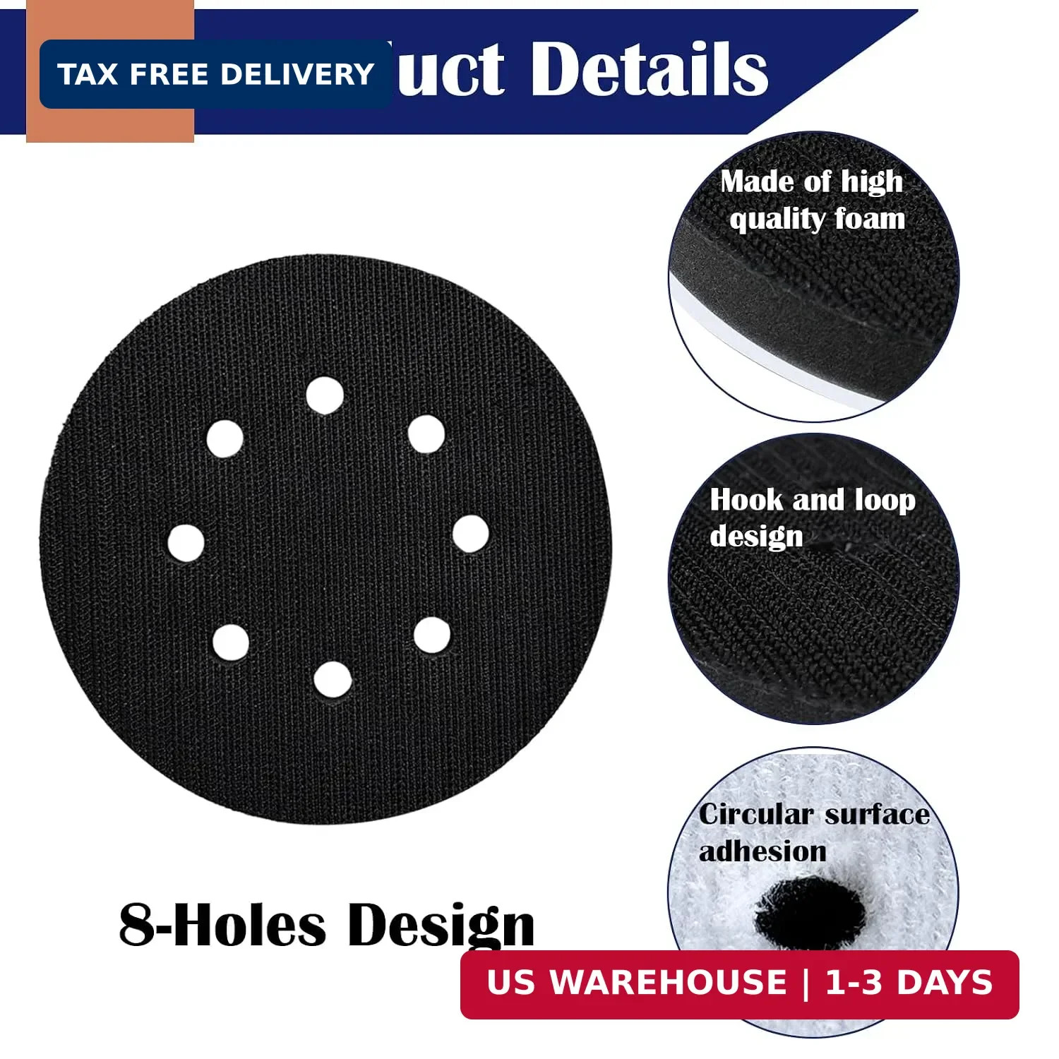 5 Pcs 5 Inches Interface Pads 8 Holes Orbital Sander Foam Pads | Orbital Sander
