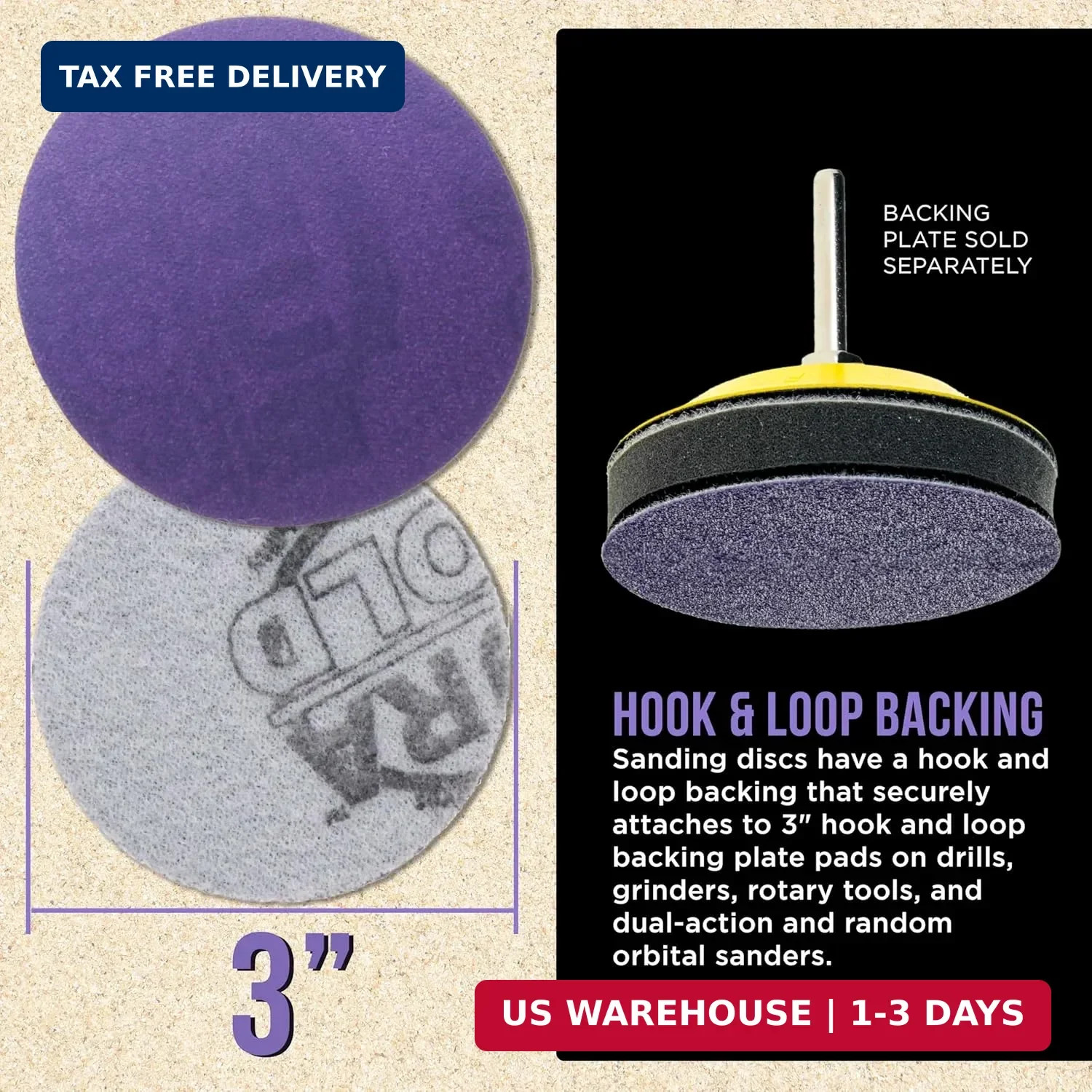 Dura-Gold Premium 320 Grit 3″ Purple Film Ceramic Sanding Discs, Box of 30 – Hoo