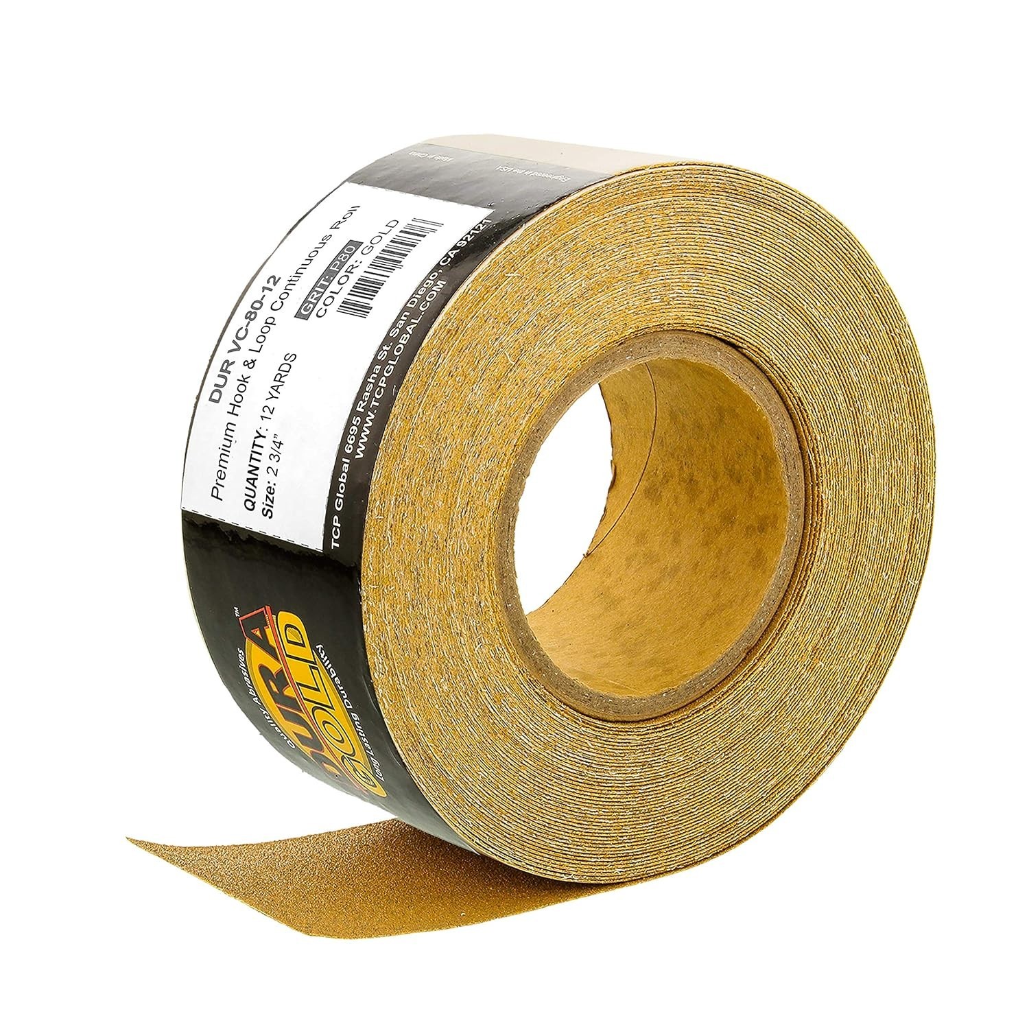 – 80 Grit Gold – Hook & Loop Backing Longboard Continuous Sandpaper Roll, 2-3…