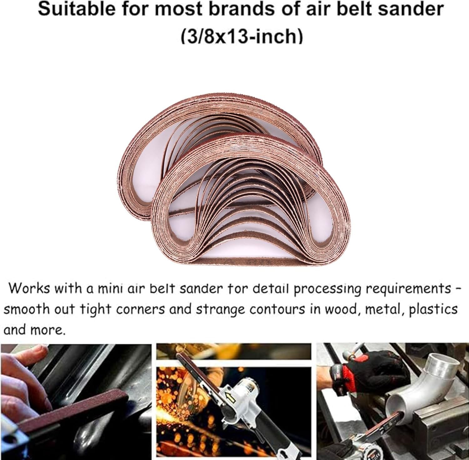 Versatile 80 Grit Sanding Belt Set – 3/8x13in – Pack of 24