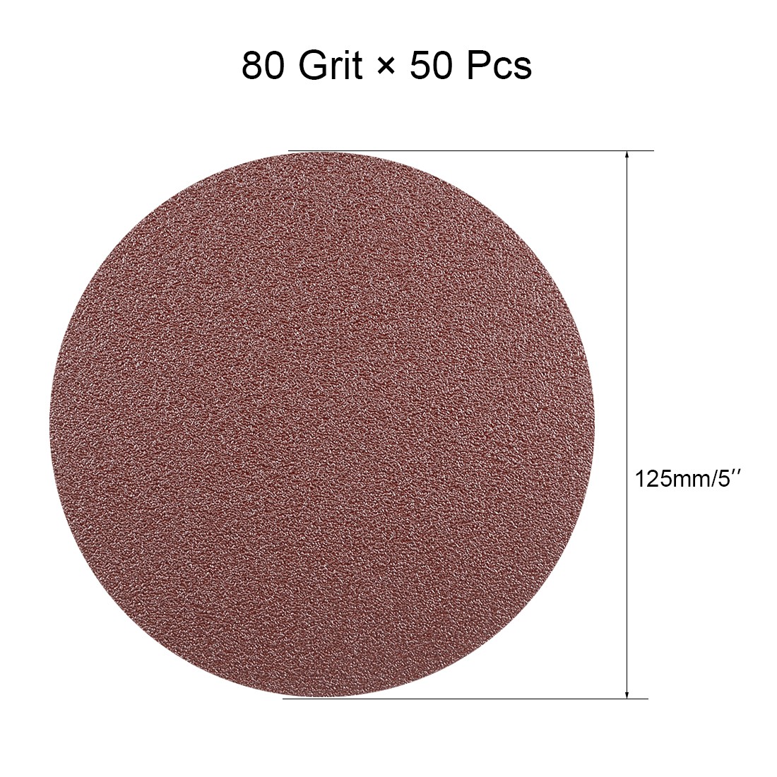 50pcs 5 Inch Sandpaper Hook and Loop Sanding Disc 80 Grits Flocking