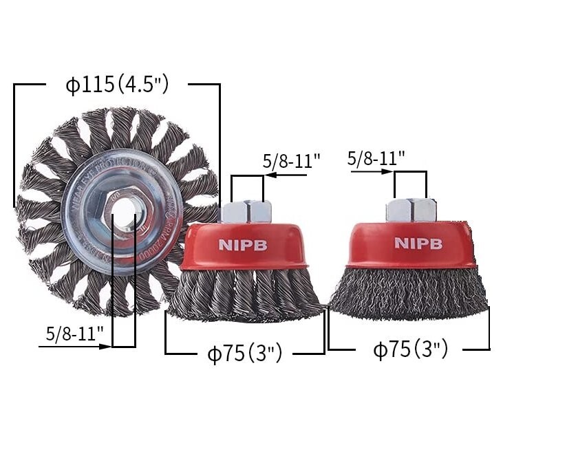 3PC Set Wire Drill Brush Wheel Brush Wire Crimped Cup Wire Knotted Cup Brush
