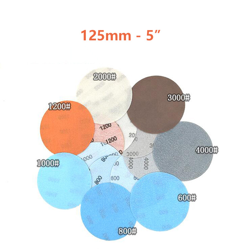 125mm 5 inch Wet and Dry Sandpaper Hook & Loop Pads Grit 600-5000