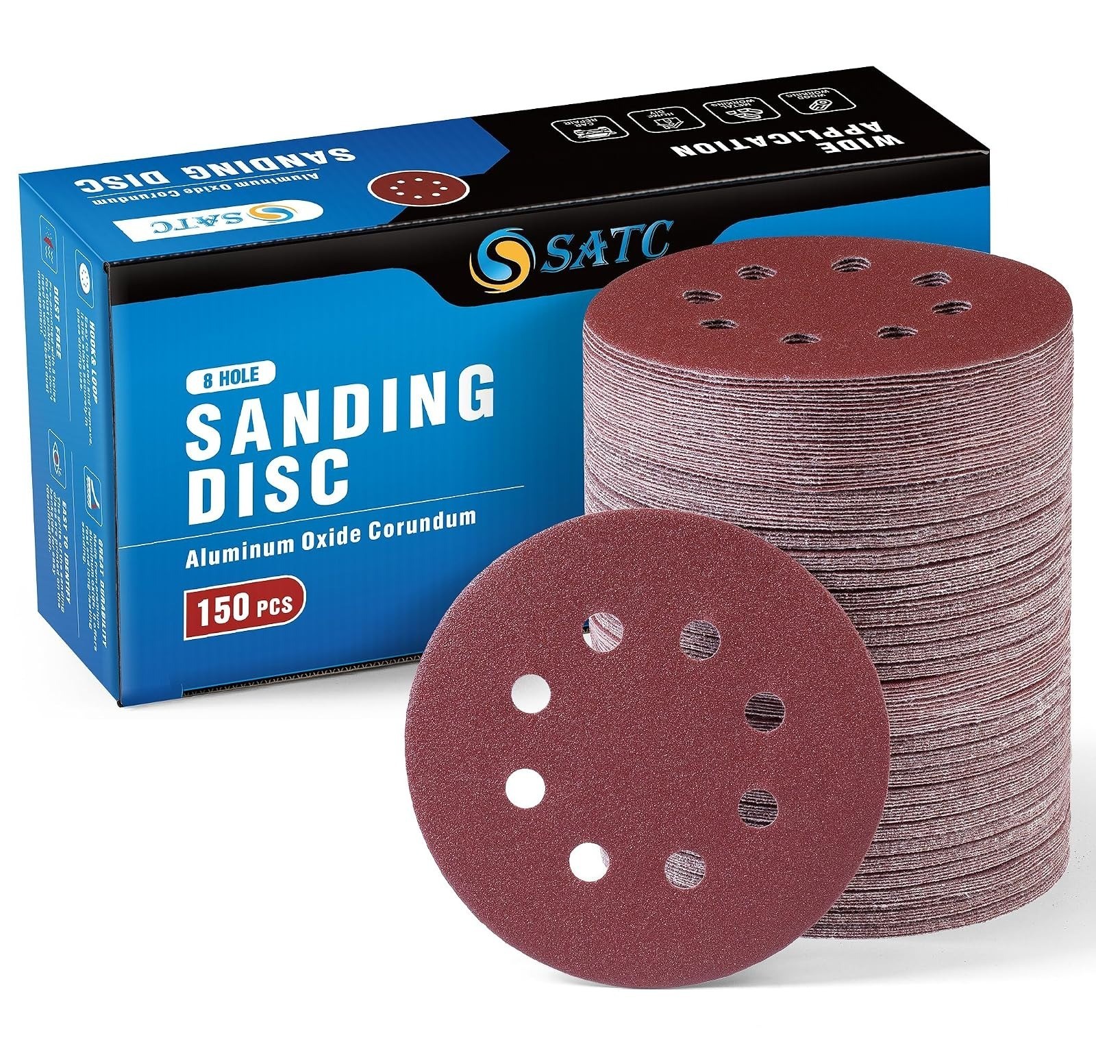 S SATC 72 PCS 5 Inch Sanding Discs for Random Orbital Sander