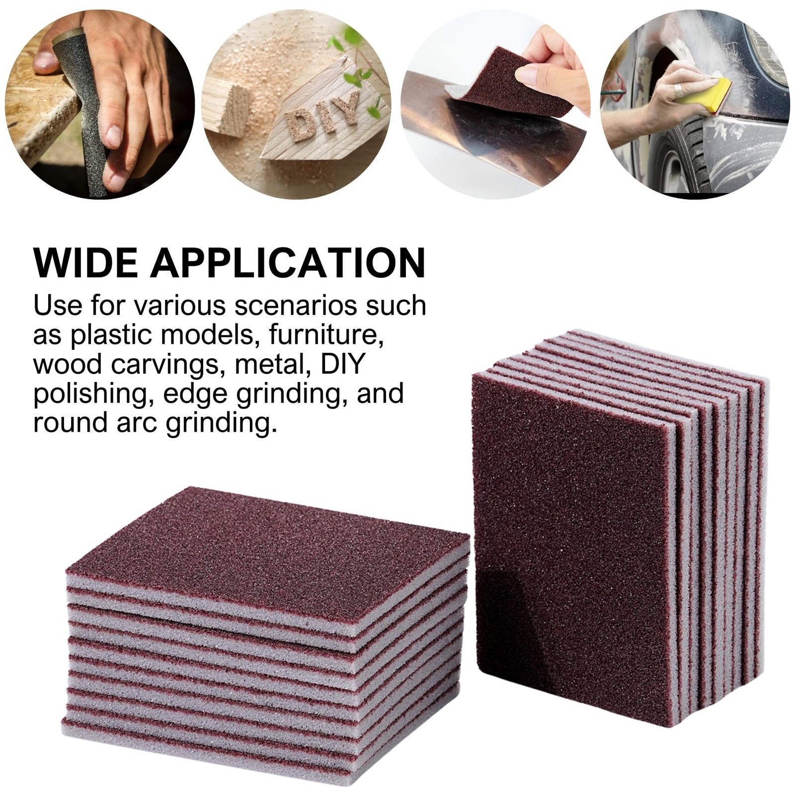 12 PCS 90 Grit Sanding Sponge Pads Wet Dry Foam Sander Block Wood Metal