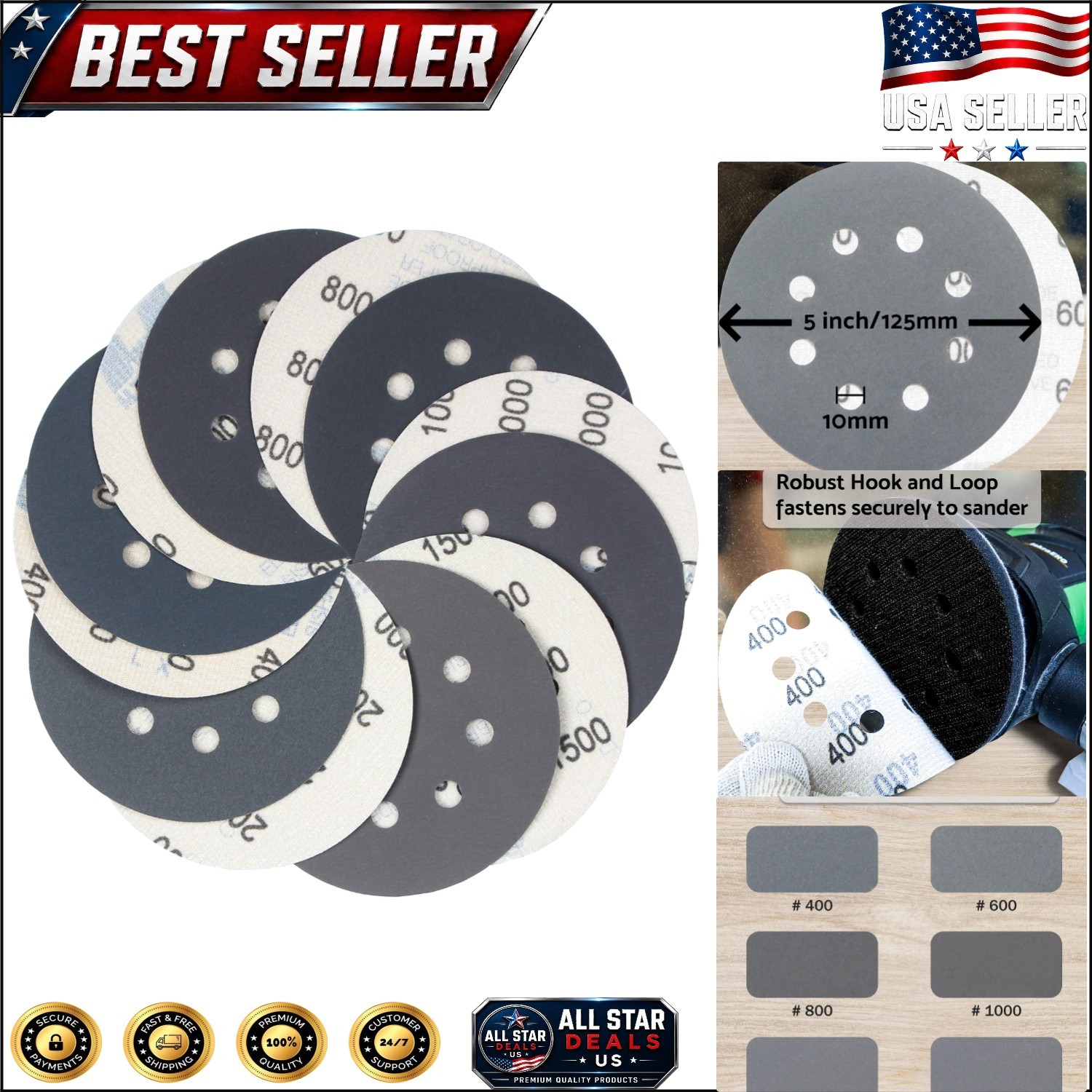 Versatile 5 Inch Wet-Dry Sanding Disc Set – 60 Pieces with Included Tack Cloth