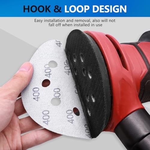 70PCS 5 Inch Hook & Loop Sanding Discs, 8 Holes 5 Inch 8 Hole (400-3000 Grit)