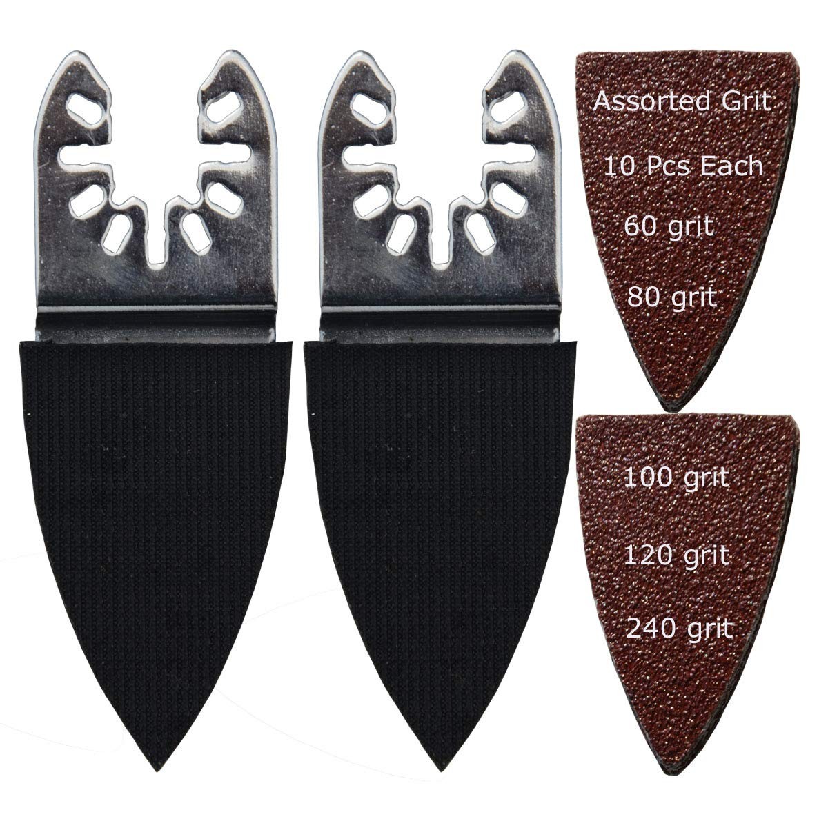 XXGO 52 Pcs Finger 52 Sanding Pads Kits, Silver / Black