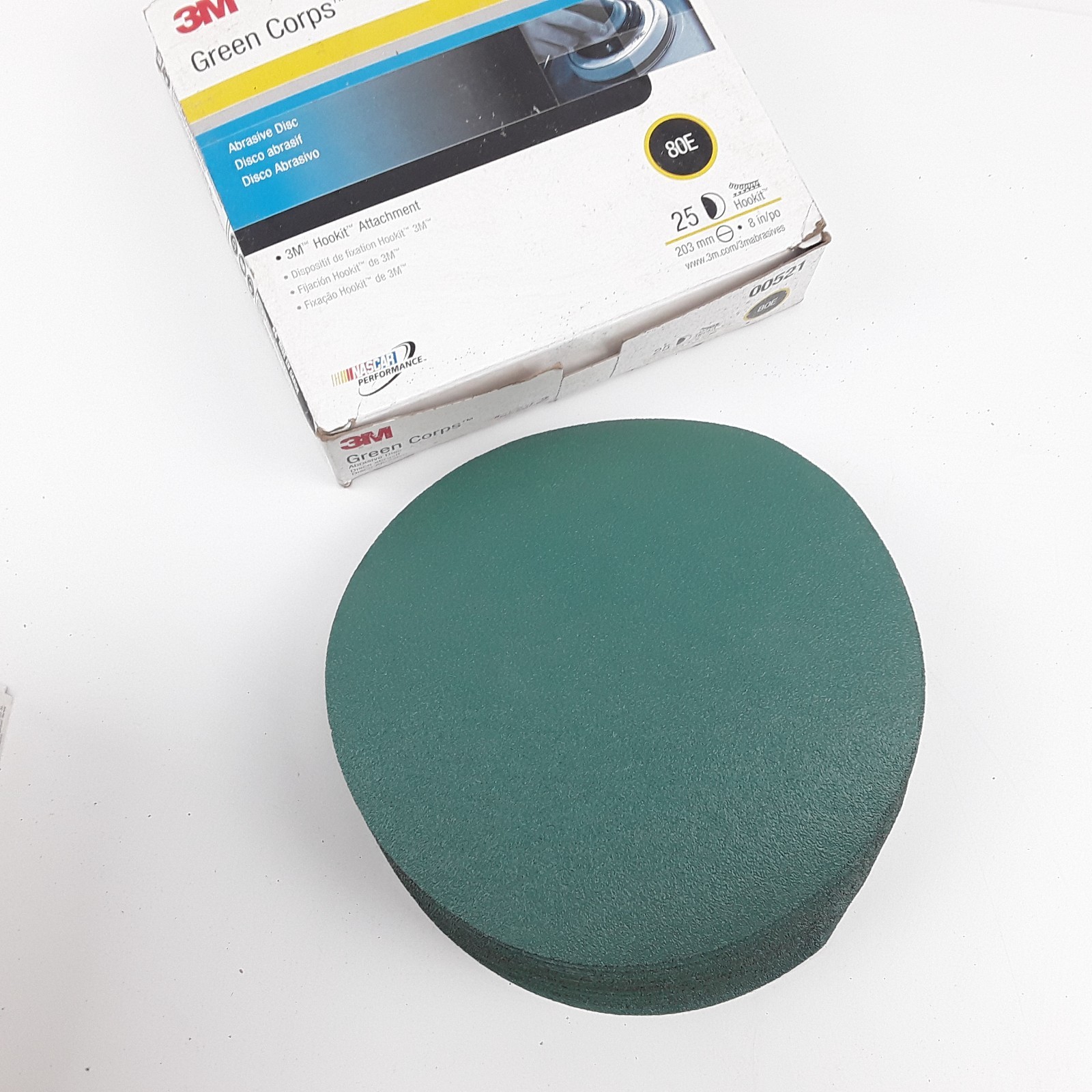 3M 00521 Green Corps Hookit Disc, 8 in 80 25 Discs Per Carton 5 Cartons Per Case