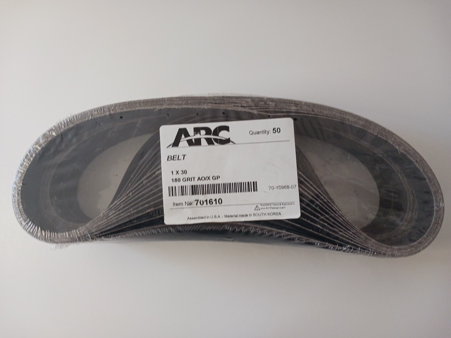 180 Grit 1 x 30 Sanding Belt Aluminum Oxide 50 Pack ARC Abrasives Sandpaper