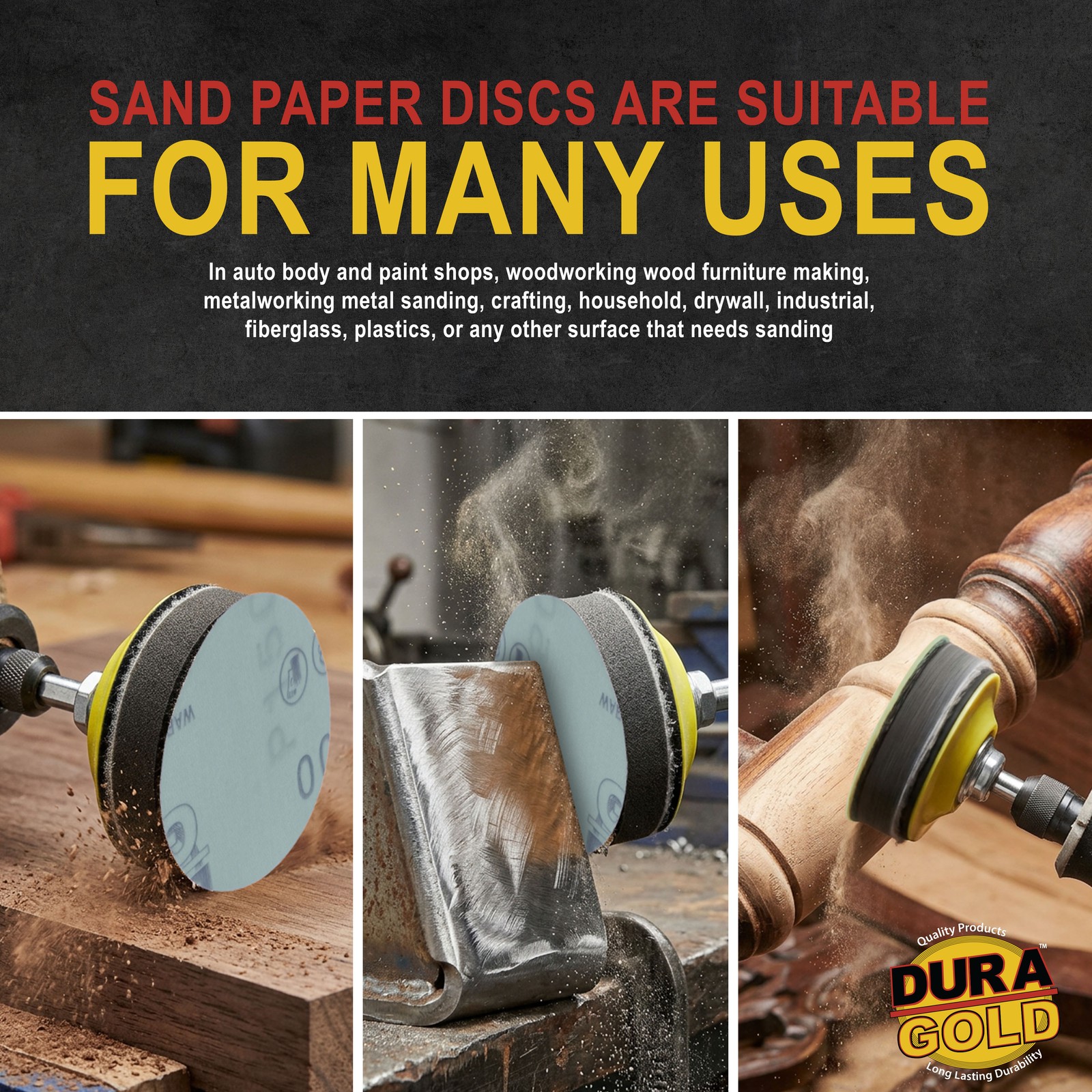 Dura-Gold 1500 Grit 3″ Green Film Hook & Loop Sanding Discs for DA Sanders 30pc