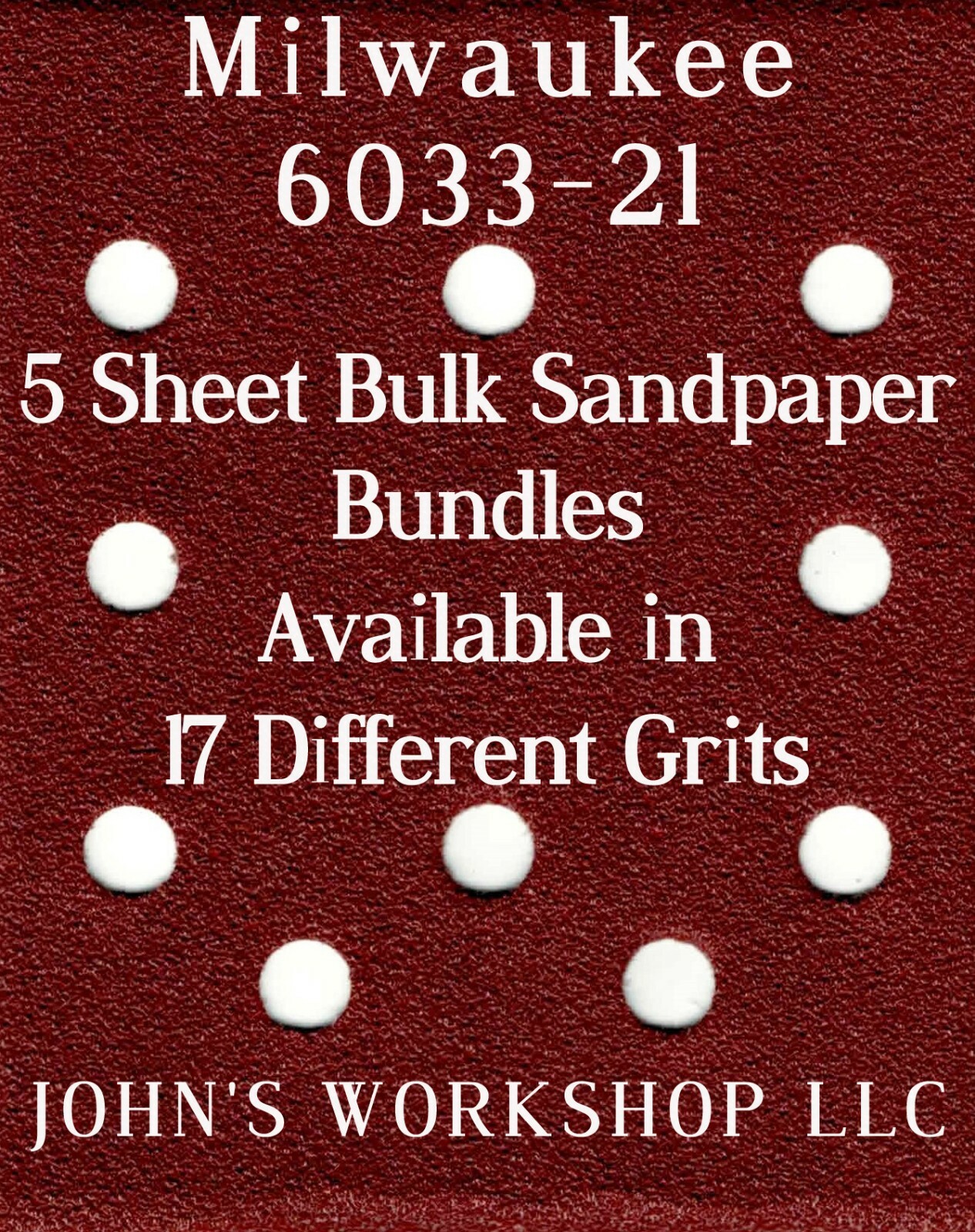 Milwaukee 6033-21 – 1/4 Sheet – 17 Grits – No-Slip – 5 Sandpaper Bulk Bundles