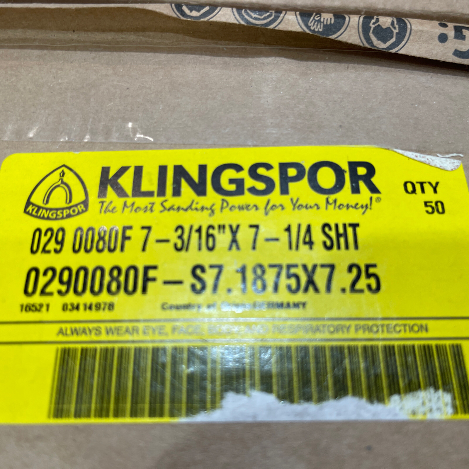 300 Sheets Klingspor PS29 80 Grit 7 3/16″ x 7 1/4″ Sanding Sheets 0290080F NEW