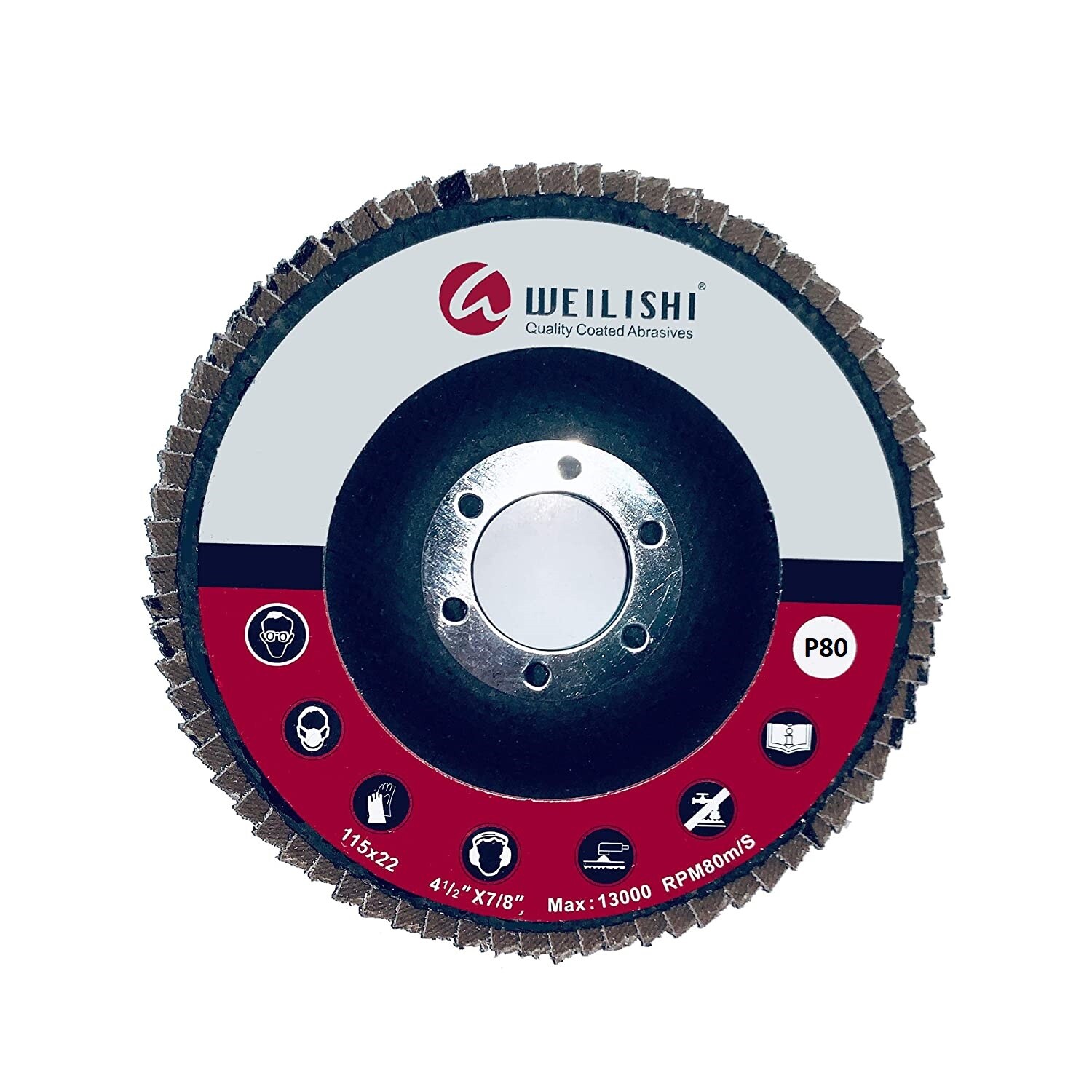 5″ Flap Disc 80 Grit Weilishi 4 1/2″ x 7/8″ German Grinding Wheel