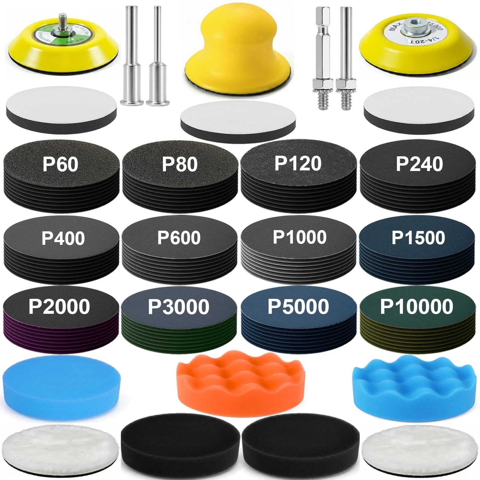 137Pcs 3 Inch Sanding Disc Polishing Kit, Headlight Restoration Kit, 60-10000…