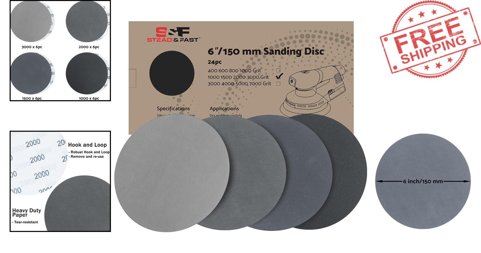 Versatile 24 Pcs 6 Inch Sanding Discs Set – Superior Finish with 1000-3000 Grit