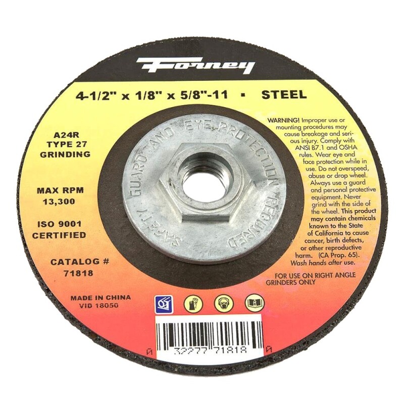 CASE (10) 71818 Forney 4-1/2 In. x 1/8 In. x 5/8 In.-11 Grinding Cut-Off Wheels