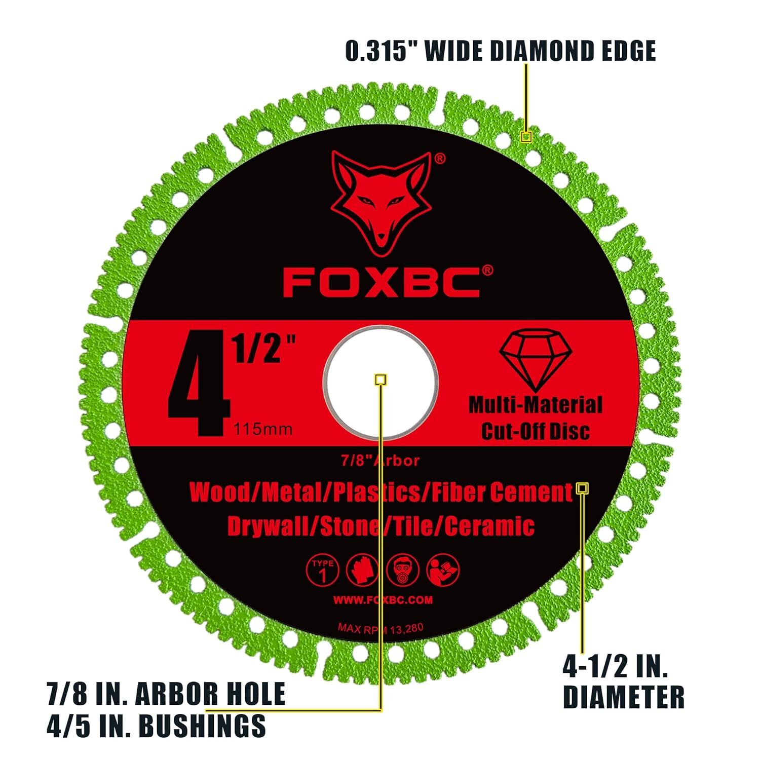 4-1/2 Inch Cut Off Disc Indestructible Multi-Material , 7/8″ Arbor – 3 Pack
