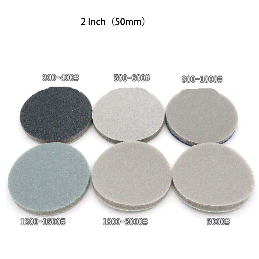 Wet & Dry Sponge Foam Orbital Sandpaper 1″ 2 3″ Hook Loop 300-3000 Grit For Car