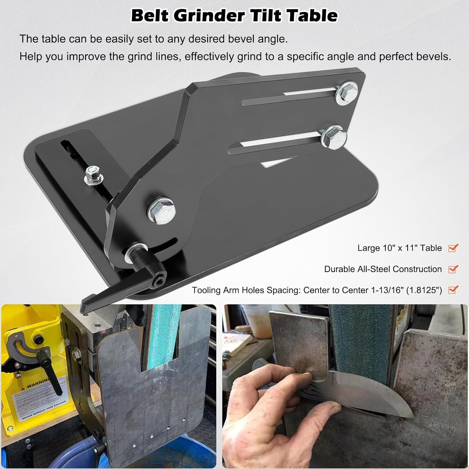 Knife Bevel Grinding Jig for 2×72 OBM Belt Grinder Tilt Table Flat Platen