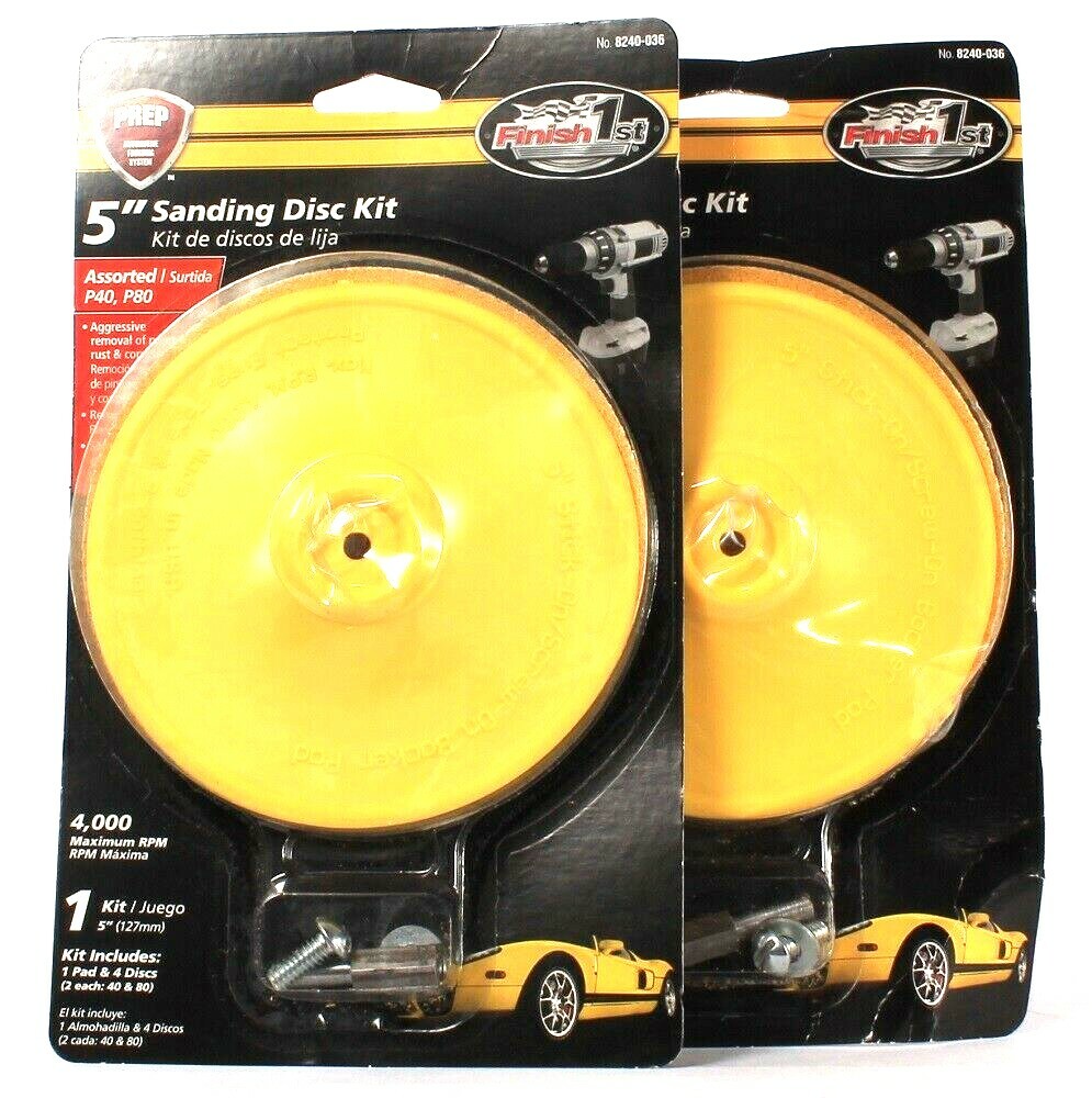 2 Count Finish 1st 8240-036 Prep 5″ Sanding Disc Kit Assorted P40 P80 4000 RPM