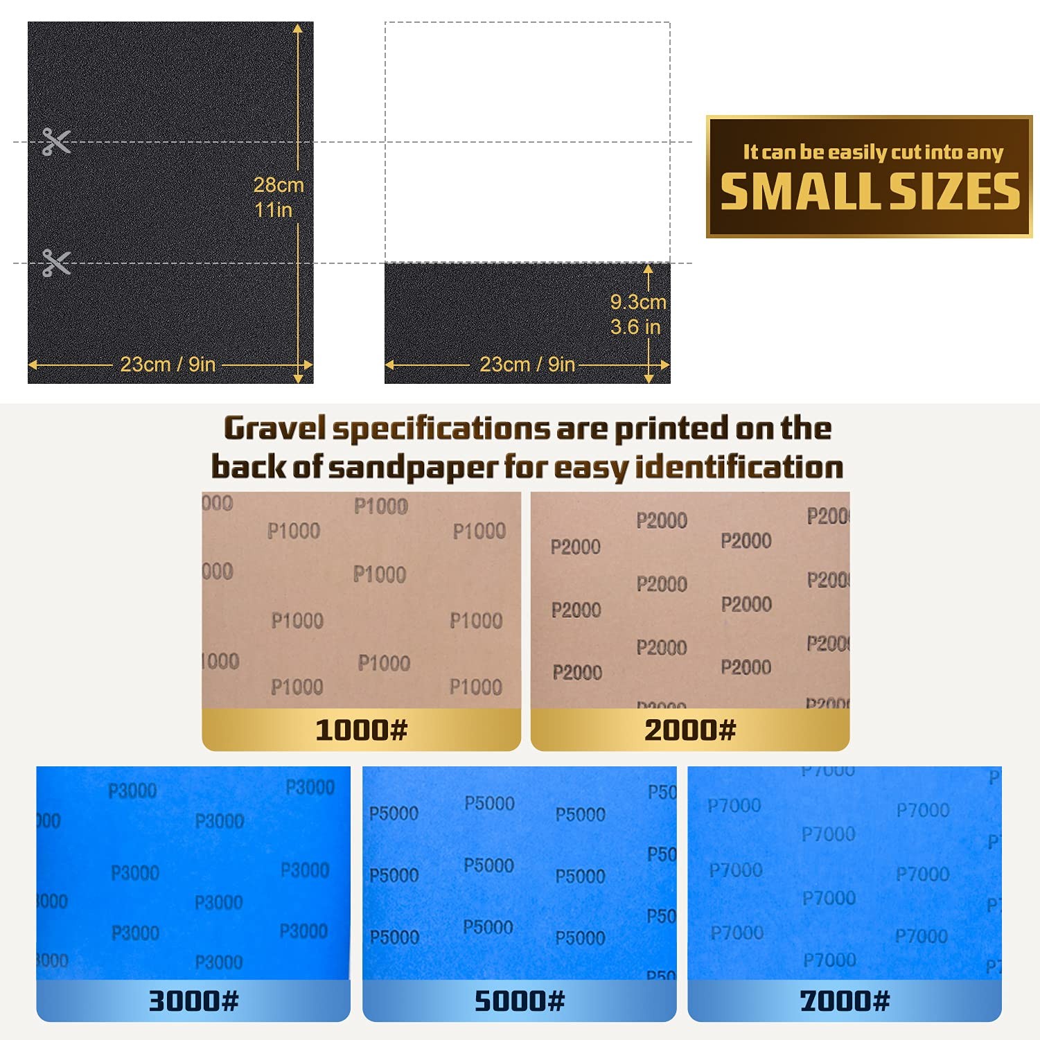25 Pcs 9×11 Inch Wet Dry Sandpaper High Grit 10007000 Wood Metal Automotive