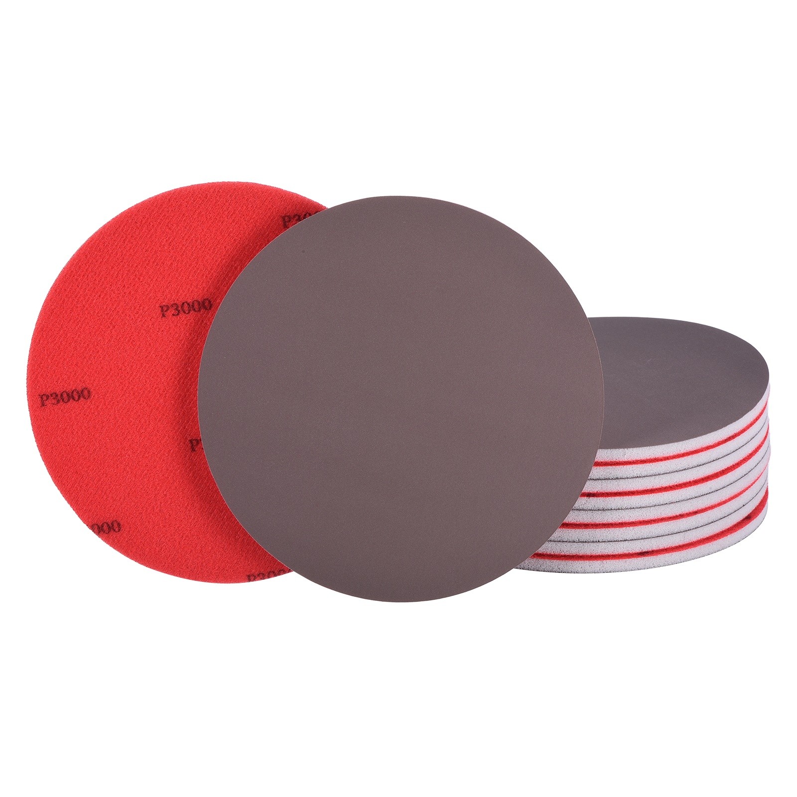 10 Pcs 3000 Grit 6 Inch Hook and Loop Sponge Sanding Disc for Sander, Black