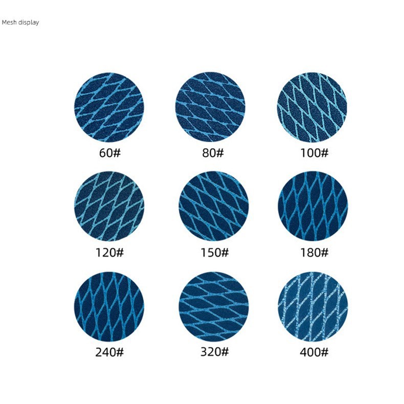 100pcs 125mm Eccentric Sanding Discs Hook and Loop Sandpaper Blue without Holes