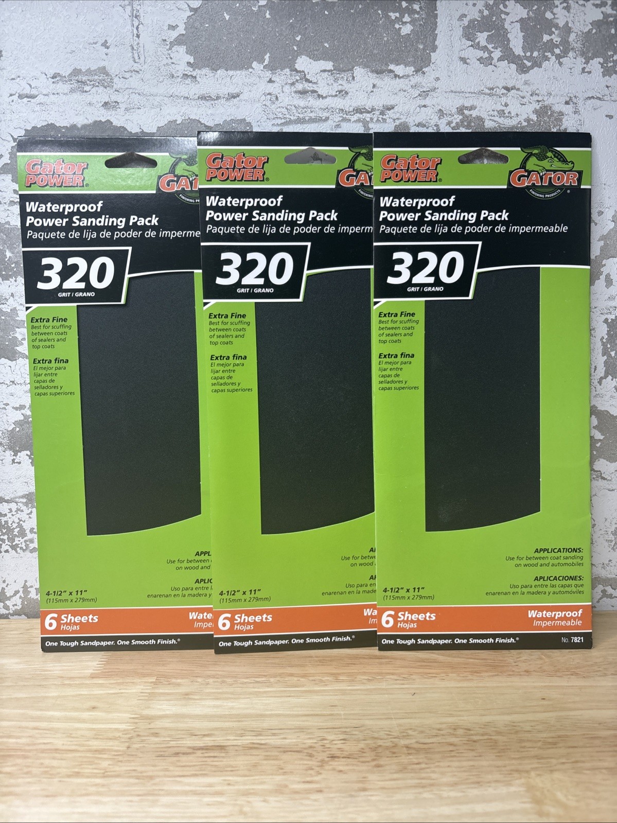 3 Pack  GATOR POWER WATERPROOF POWER SANDING PACK 320 GRIT 4-1/2″ X 11″ #7821