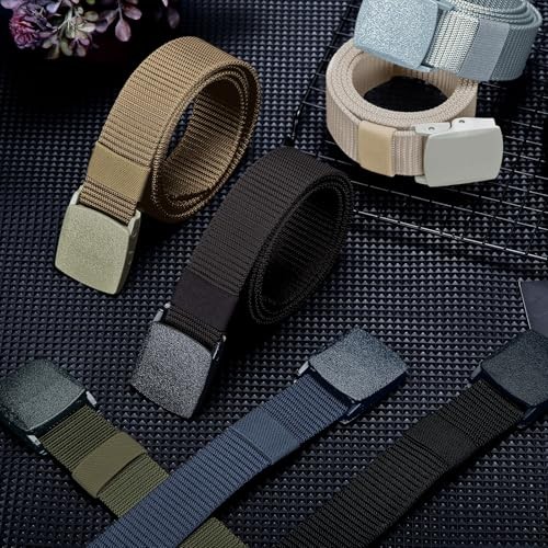 10 Pack Nylon Military Belts for Men Canvas Web Woven Waist Dark Color