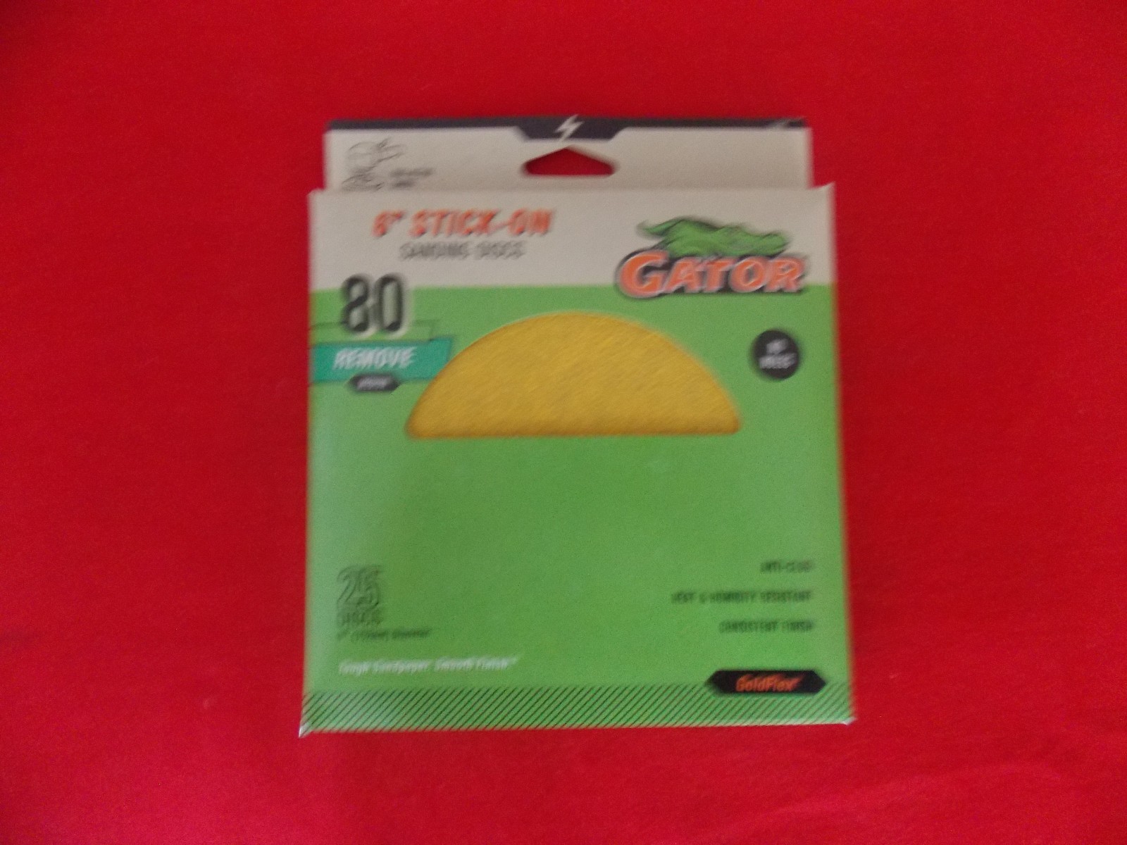 GATOR GoldFlex Stick-On Sanding Discs, 80 Grit, 6 In., 25-Pk. – 3244