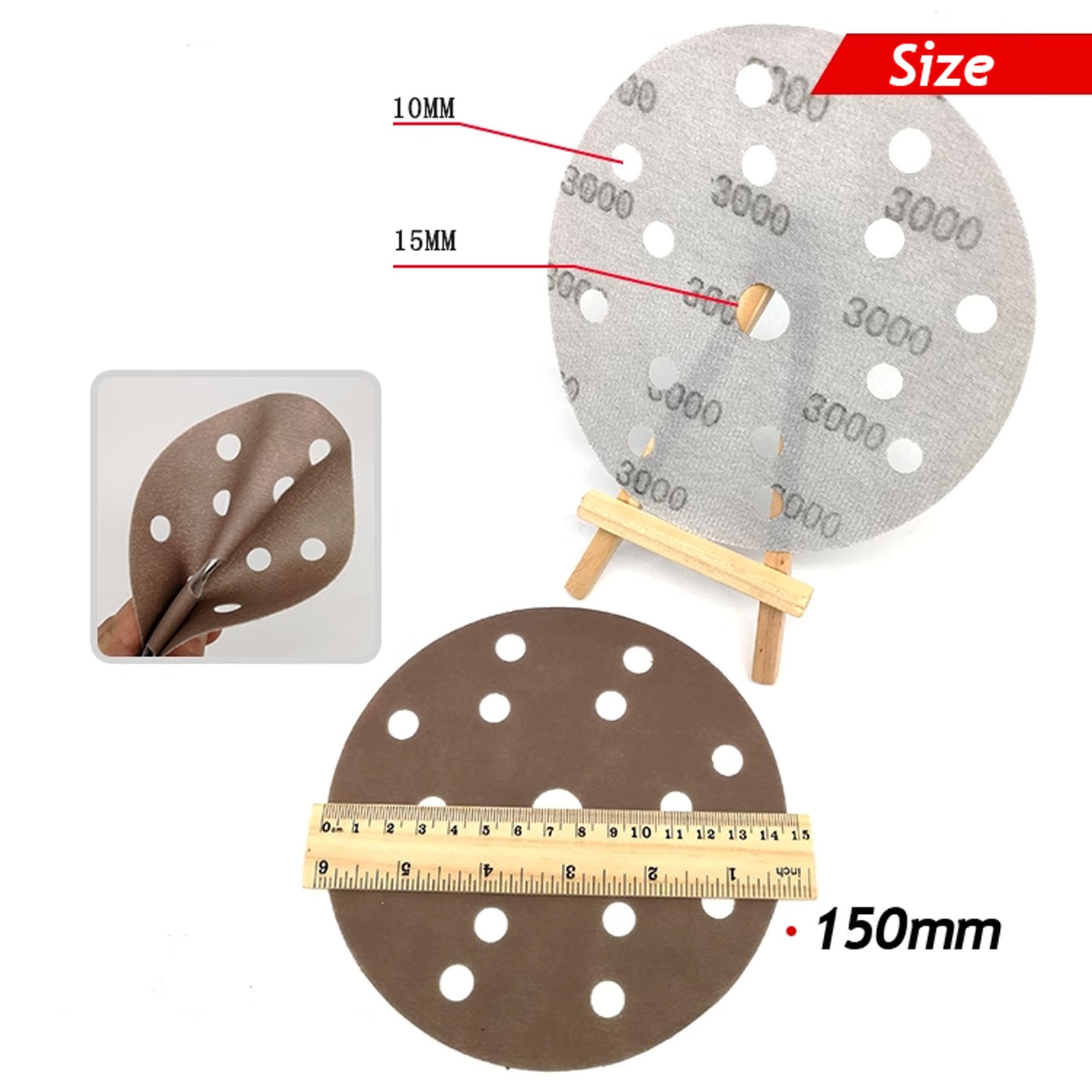 150mm sanding discs WET AND DRY 6 inch Sandpaper Film Pads 600-5000 GRIT 15 Hole