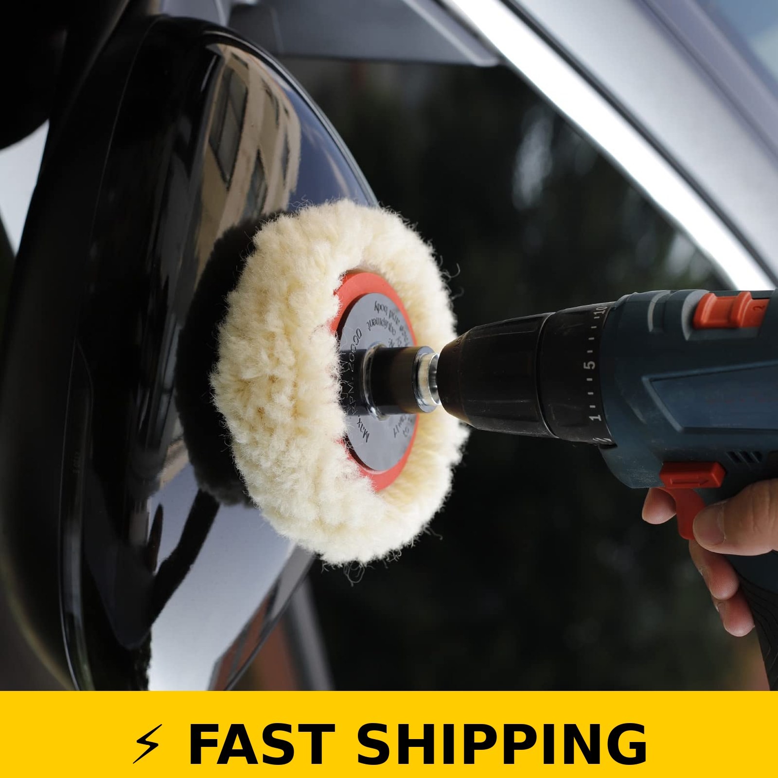 SPTA 3 Inch Wool Polishing Pad Set – 5 Pcs with Backing Pad