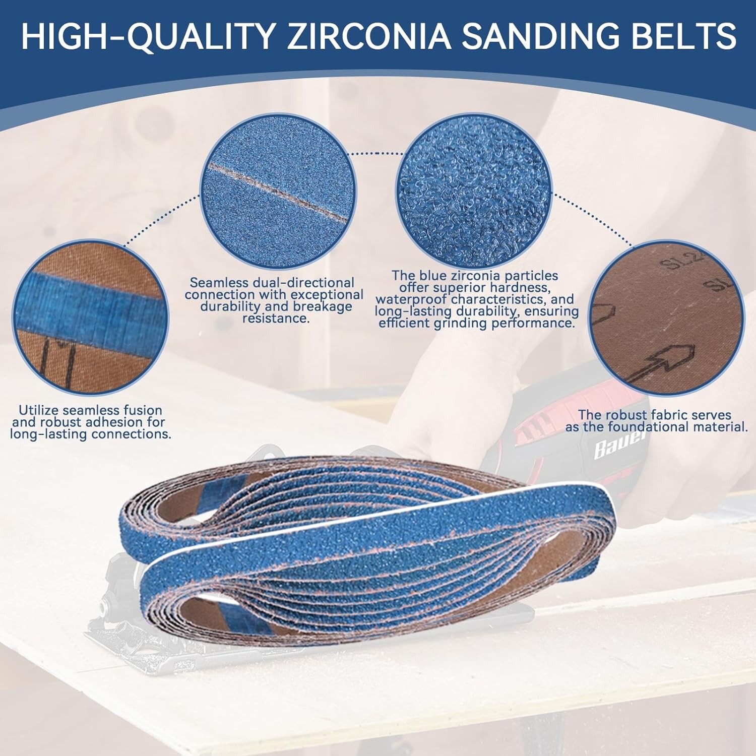 1/2X18 Inch Sanding Belts 42 Pcs 6 Grits Sizes (7 Each of 40/60/80/120/150/240 G
