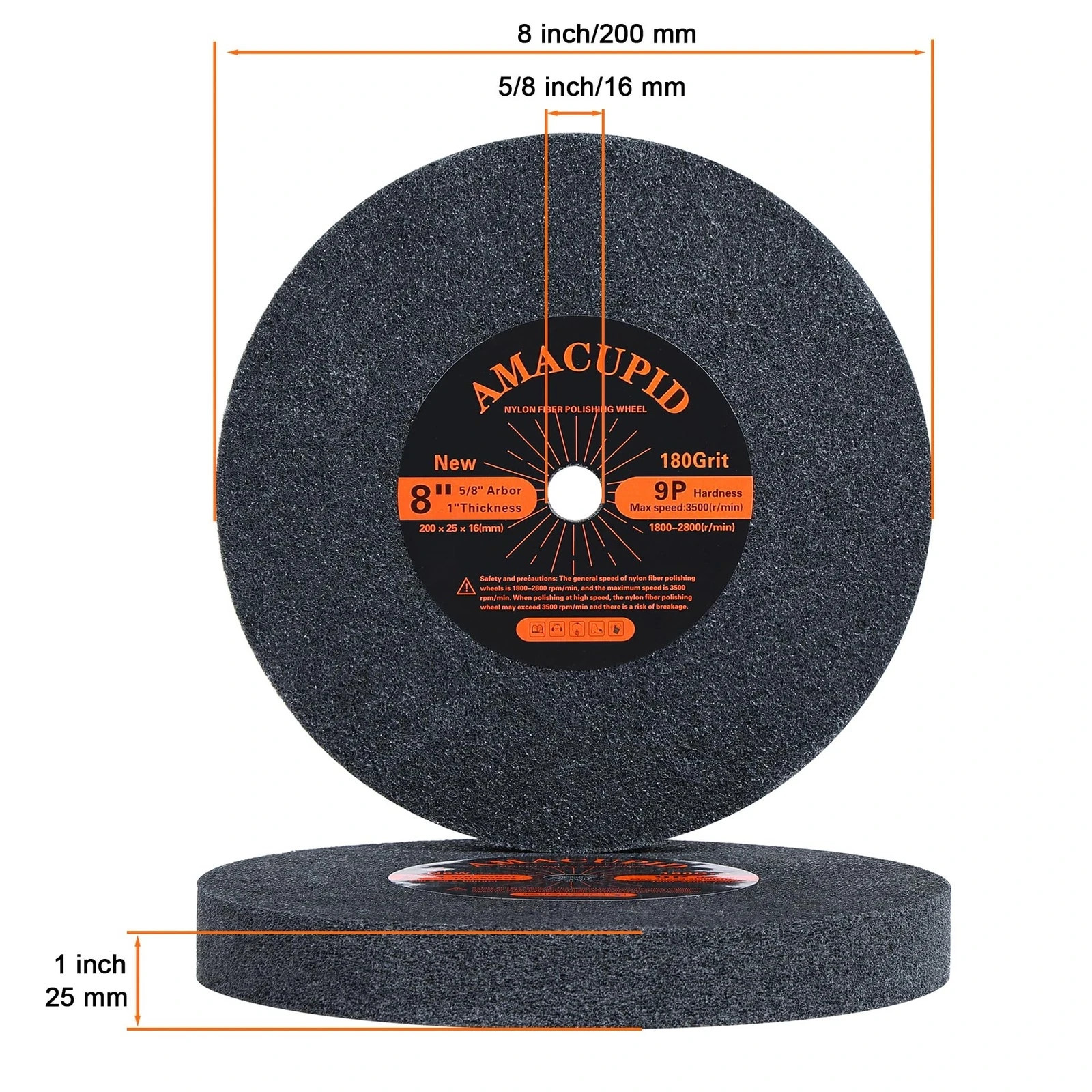 Deburring Wheels, Nylon Fiber Buffing Wheel 8 inch 9P Hardness. Polishing Sta…