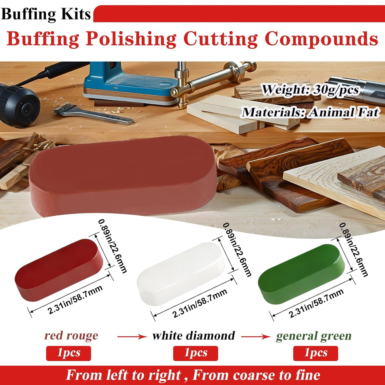 Buffing Wheel Kit, Polishing Pads for Drill, 10 Pieces, Metal Jewelry Glass