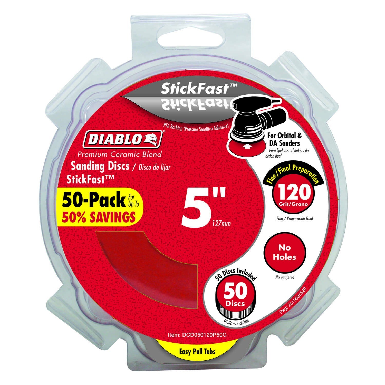 Diablo StickFast 5 in. Ceramic Blend Pressure Sensitive Adhesive Sanding Disc 12