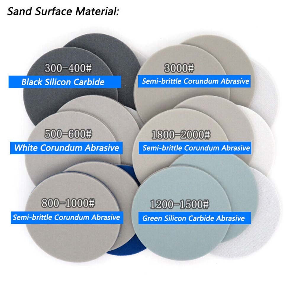 1- 6 Inch Sponge Sanding Discs 300 – 3000 Grit Hook & Loop Wet and Dry Sandpaper
