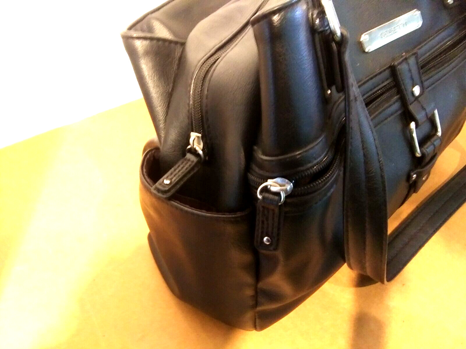 Rosetti Classic Black-Pockets Everywhere-Handbag-Leather Like