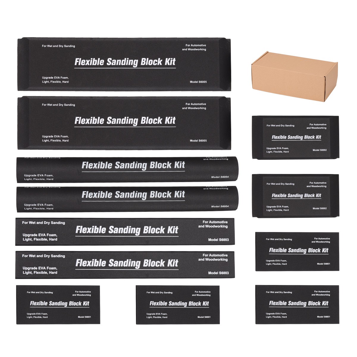 12PCS Sanding Block Kit Flexible EVA Foam Wet or Dry for Automotive or Woodwork