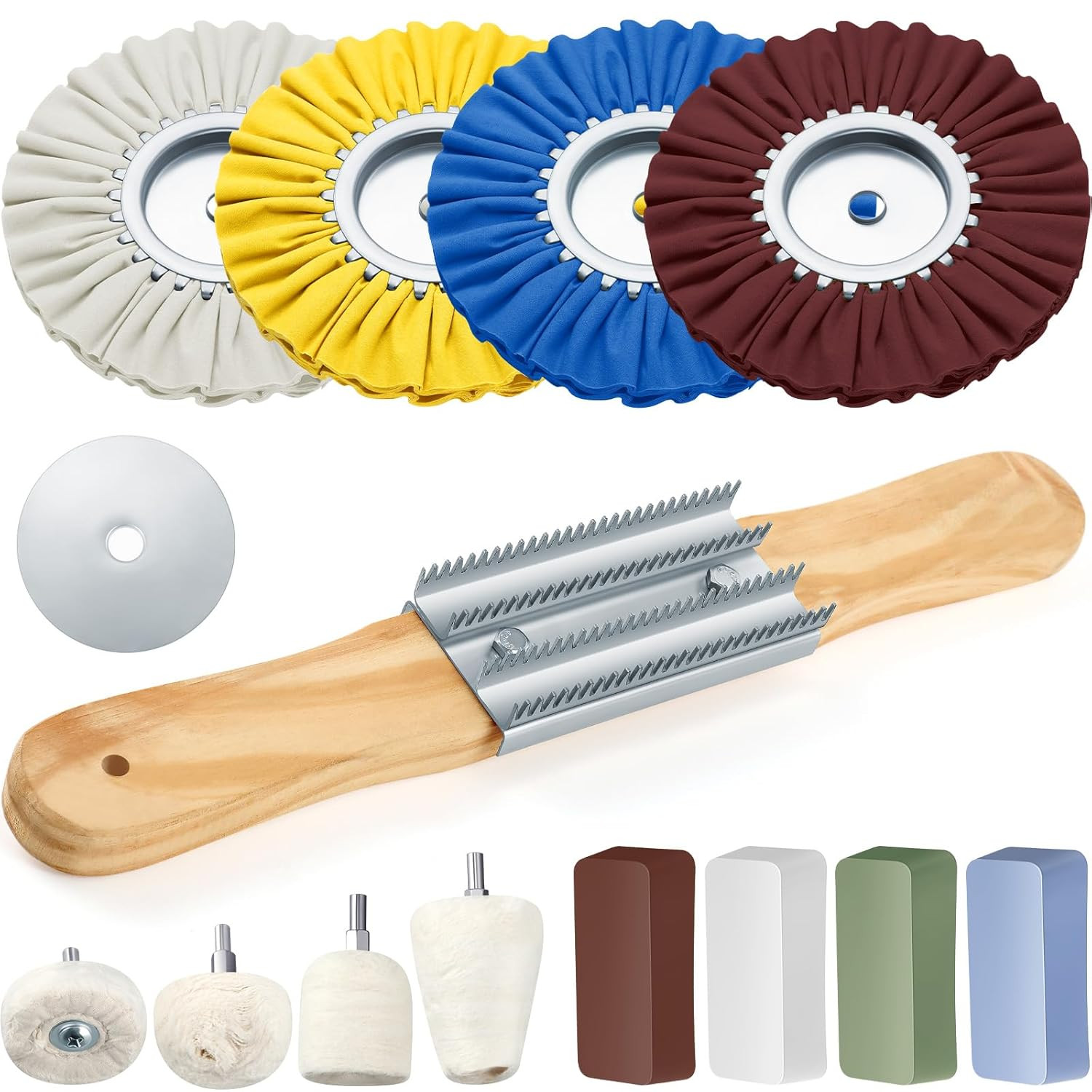 14 Pcs 8″ Airway Polishing Wheel Kit in Diameter 5/8″, Metal Aluminum Buffing Wh