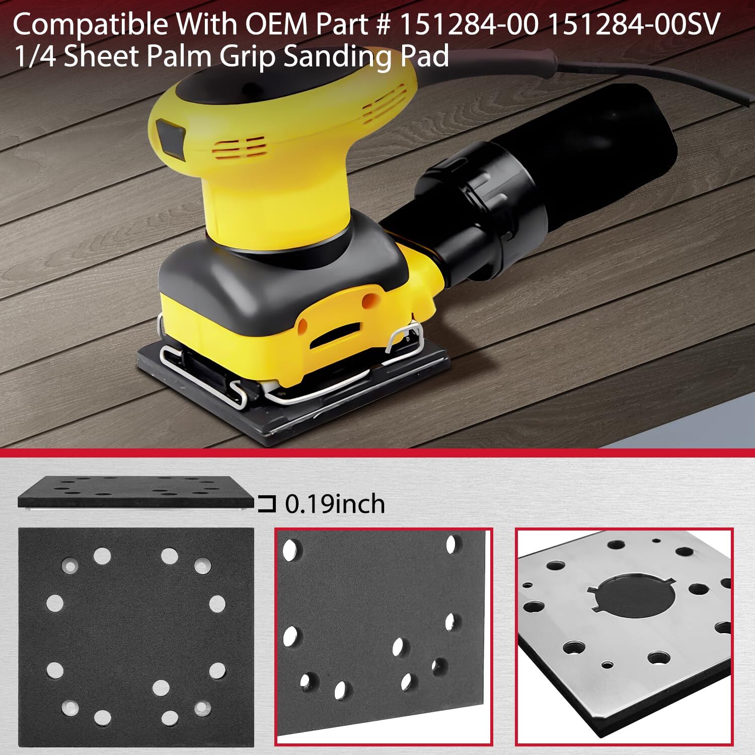 2pack 1/4″ Sheet 8 Hole Stick Square Sanding Backing Plate Replacement Sander Pa