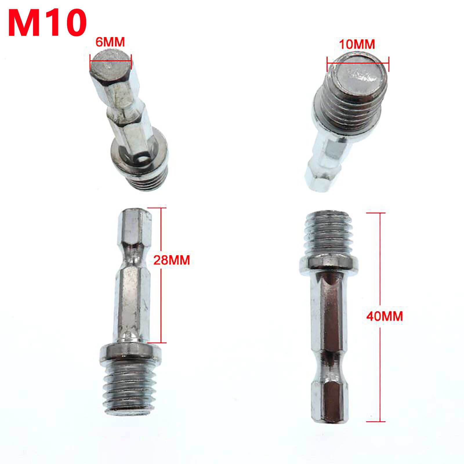M10 M14Hex Shank Electric Adapter Drill for Polishing Backing Pads Thread 1/4″