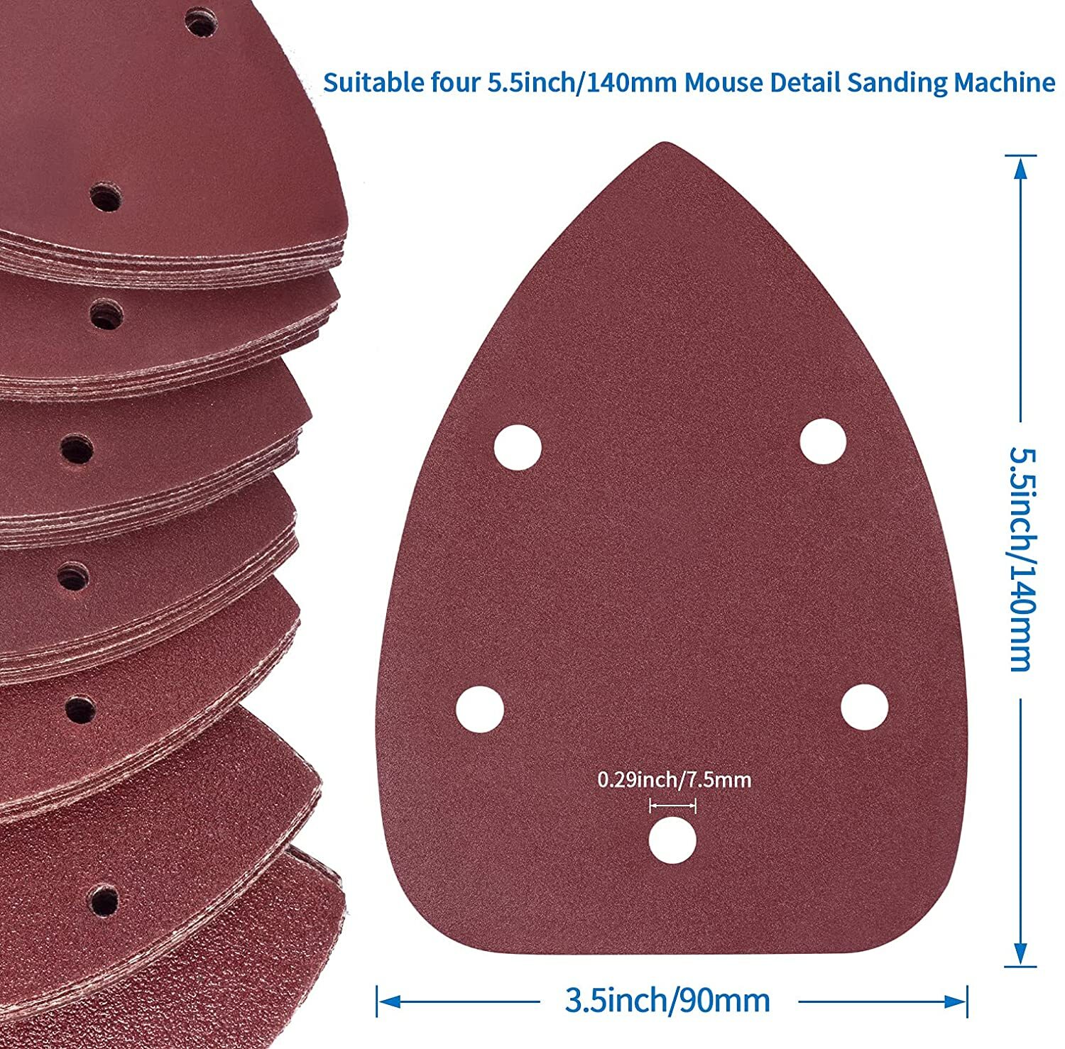 100PCS 40 80 120 180 240 Grit Mouse Detail Sander Sandpaper Sheets Sanding Pads