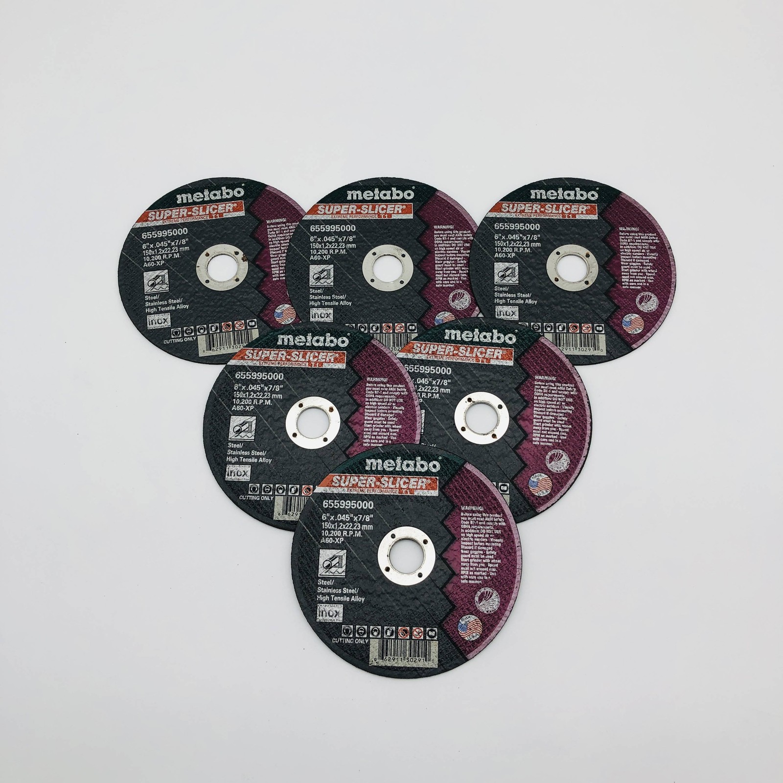 Metabo 55995 Straight Cut-Off Wheel 6″x.045″x7/8″ Super Slicer Type 1 A60 XP 6pk