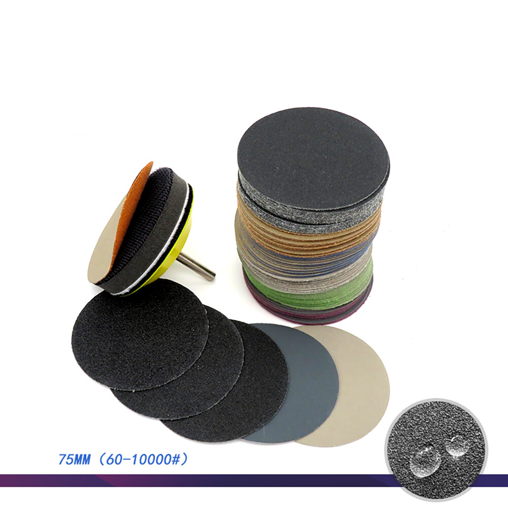 60-10000Grit 3Inch 75mm Round Sandpaper Pads Sanding Disc Wet Dry Flocking Disc