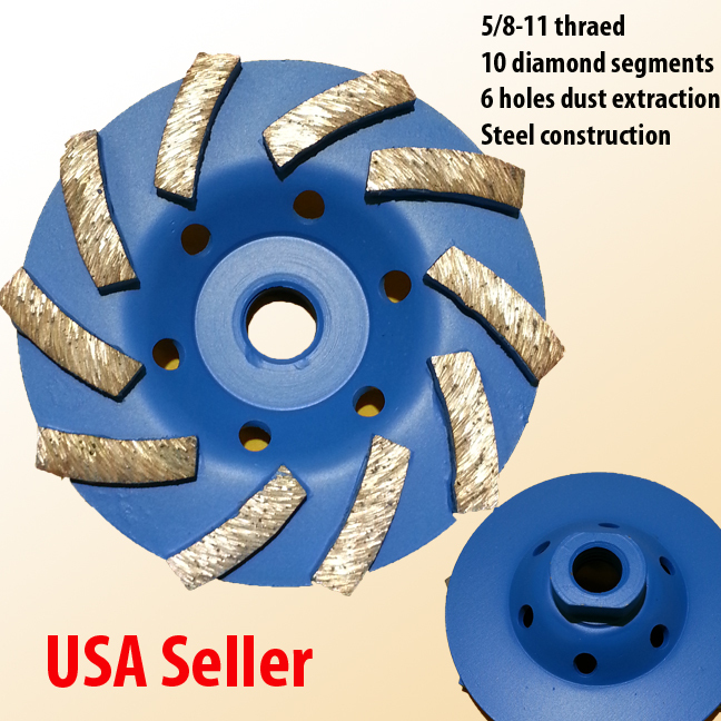 4″ 5/8-11 Thread Diamond Grinding CUP Wheel Disc Grinder Concrete Granite Stone