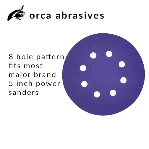 Ultra Durable Ceramic Sanding Discs, 5 inches 8-Holes, Heavy-Duty Hook & 25 40
