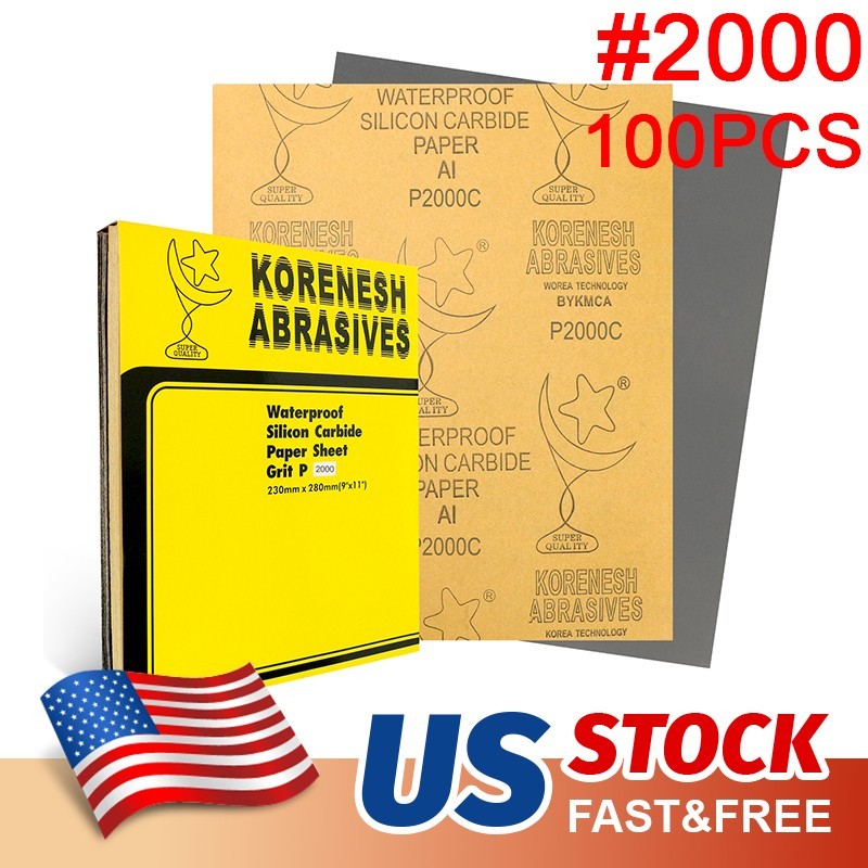 100Pc 9×11″ 2000 Grit Wet Dry Sandpaper Silicon Carbide Sanding Paper Polishing